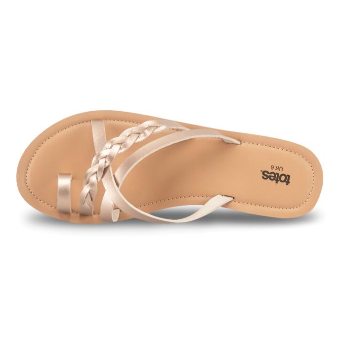 totes® Ladies Toe Post Strappy Sandal Rose Gold Extra Image 4